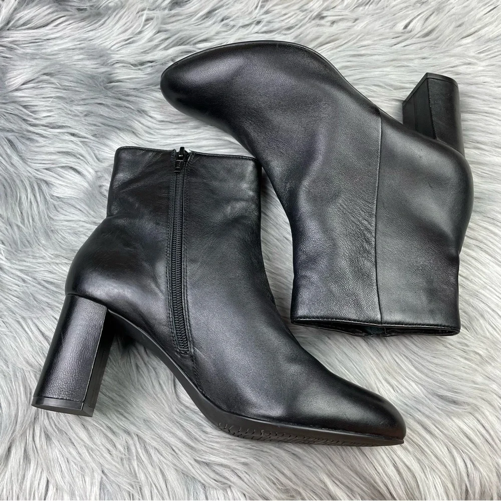 David Tate Alison Black Leather Almond Toe Heeled Booties